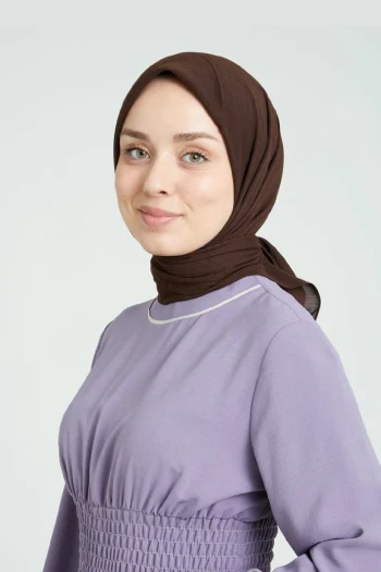 Moda Mevsimi Bonjela Soft Krinkıl Pamuk Eşarp Kahverengi