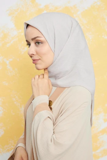 Moda Mevsimi Bonjela Soft Krinkıl Pamuk Eşarp Kemik Rengi
