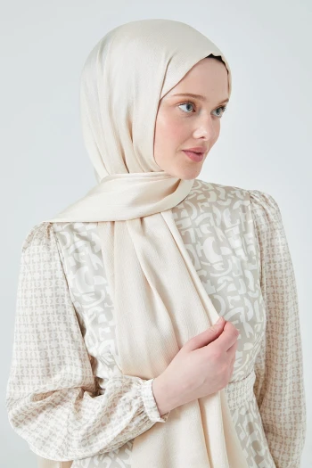 Moda Mevsimi FiveScarf Crystal Janjan Abiye Şal Kemik Rengi
