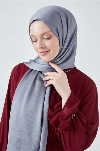 Moda Mevsimi FiveScarf Crystal Janjan Abiye Şal Koyu Gri
