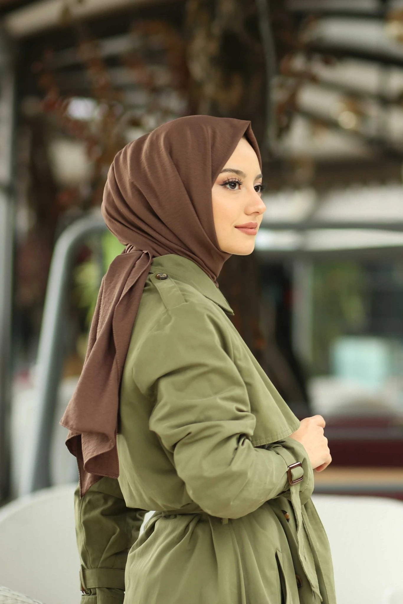 Moda Mevsimi FiveScarf Pamuk Kraş Caz Şal Çikolata Kahve