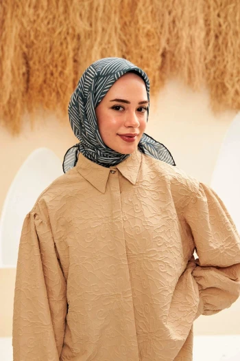 Moda Mevsimi İpekhan Çizgi Desen Soft Pamuk Viskon Eşarp Füme-Beyaz