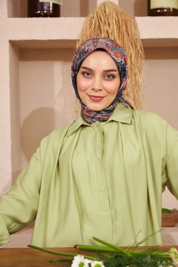Moda Mevsimi İpekhan Etnik Serisi Soft Pamuk Viskon Eşarp Siyah Petrol