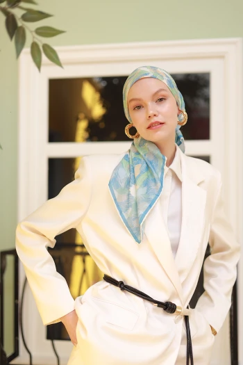 Moda Mevsimi İpekhan Holiday Collection Soft Pamuk Eşarp 1229-02 Mavi Yeşil