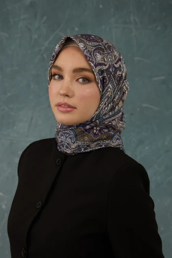 Moda Mevsimi İpekhan Soft Pamuk Etro Desen Eşarp 1224-04 Mor Kahve V-04 Mor Kahve
