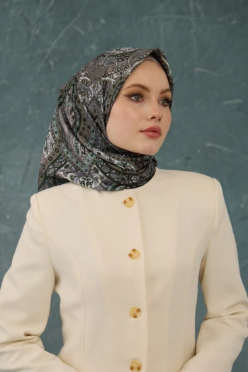 Moda Mevsimi İpekhan Soft Pamuk Etro Desen Eşarp 1224-11 Yeşil Toz Pembe V-11 Yeşil Toz Pembe