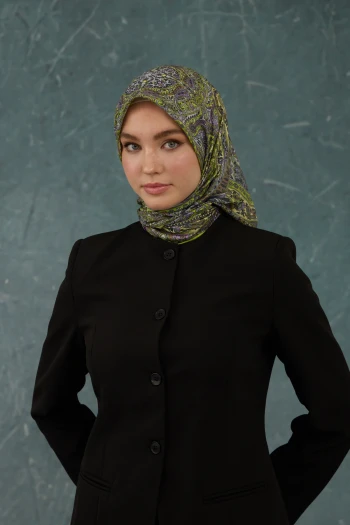 Moda Mevsimi İpekhan Soft Pamuk Etro Desen Eşarp 1224-13 Oliv V-13 Oliv