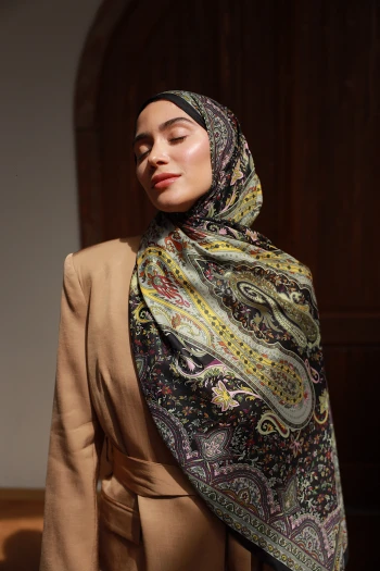 Moda Mevsimi İpekhan Soft Pamuk Etro Etnik Desen Şal 3055-09 Siyah Pembe V-09 Siyah Pembe