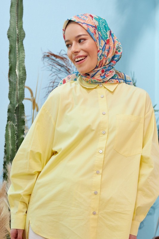 Moda Mevsimi İpekhan Yakamoz Soft Pamuk Viskon Eşarp Mavi-Yeşil