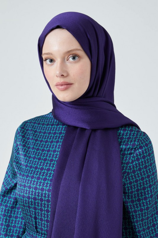 Moda Mevsimi FiveScarf Crystal Janjan Abiye Şal Mor