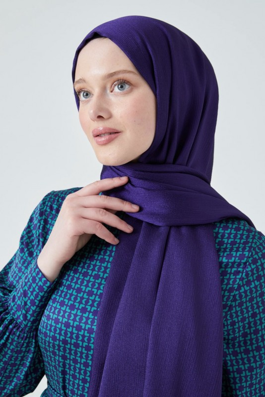 Moda Mevsimi FiveScarf Crystal Janjan Abiye Şal Mor
