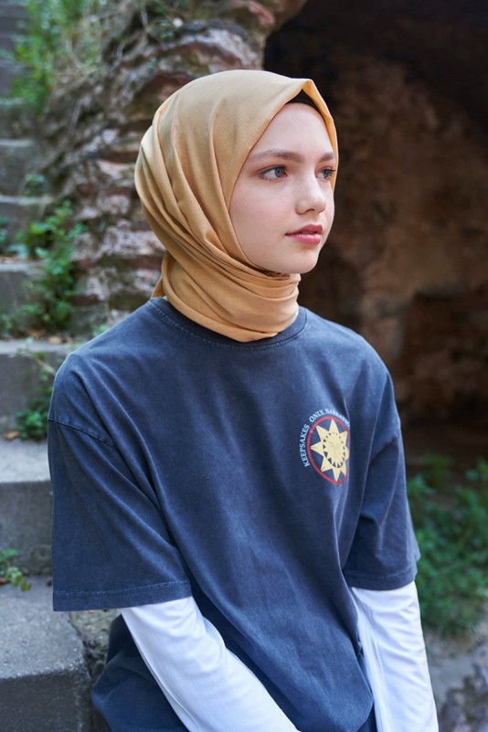 Moda Mevsimi FiveScarf Kot Dikişli Pamuk Koton Şal Sarı