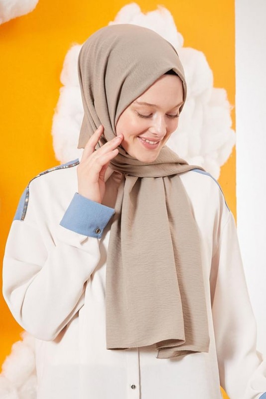 Moda Mevsimi FiveScarf Pamuk Kraş Caz Şal Açık Vizon