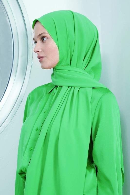 Moda Mevsimi Medine İpeği Şal Açık Yeşil