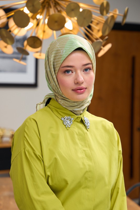 Moda Mevsimi İpekhan Harmony Collection Soft Pamuk Viskon Eşarp Limon Küfü Yeşil 1176-04