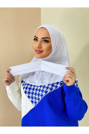 Moda Mevsimi Çıt Çıt Hazır Eşarp Çıtçıtlı Hijab Hazır Eşarp Beyaz