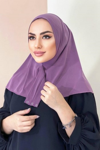 Moda Mevsimi Çıt Çıt Hazır Eşarp Çıtçıtlı Hijab Hazır Eşarp Lavanta