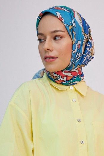 Moda Mevsimi İpekhan Mozaik Soft Pamuk Viskon Eşarp Saman Sarı