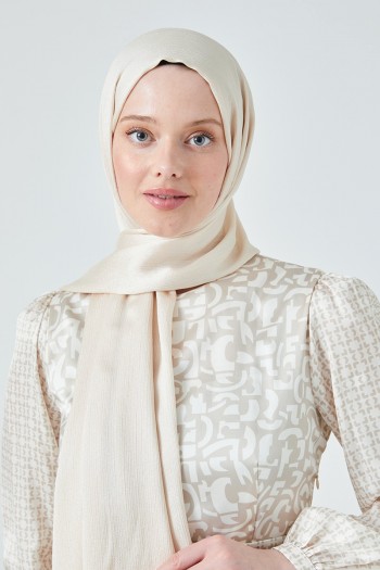 Moda Mevsimi FiveScarf Crystal Janjan Abiye Şal Kemik Rengi