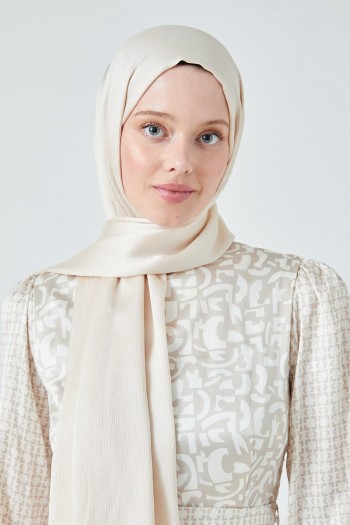 Moda Mevsimi FiveScarf Crystal Janjan Abiye Şal Kemik Rengi