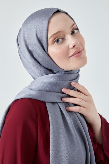 Moda Mevsimi FiveScarf Crystal Janjan Abiye Şal Koyu Gri