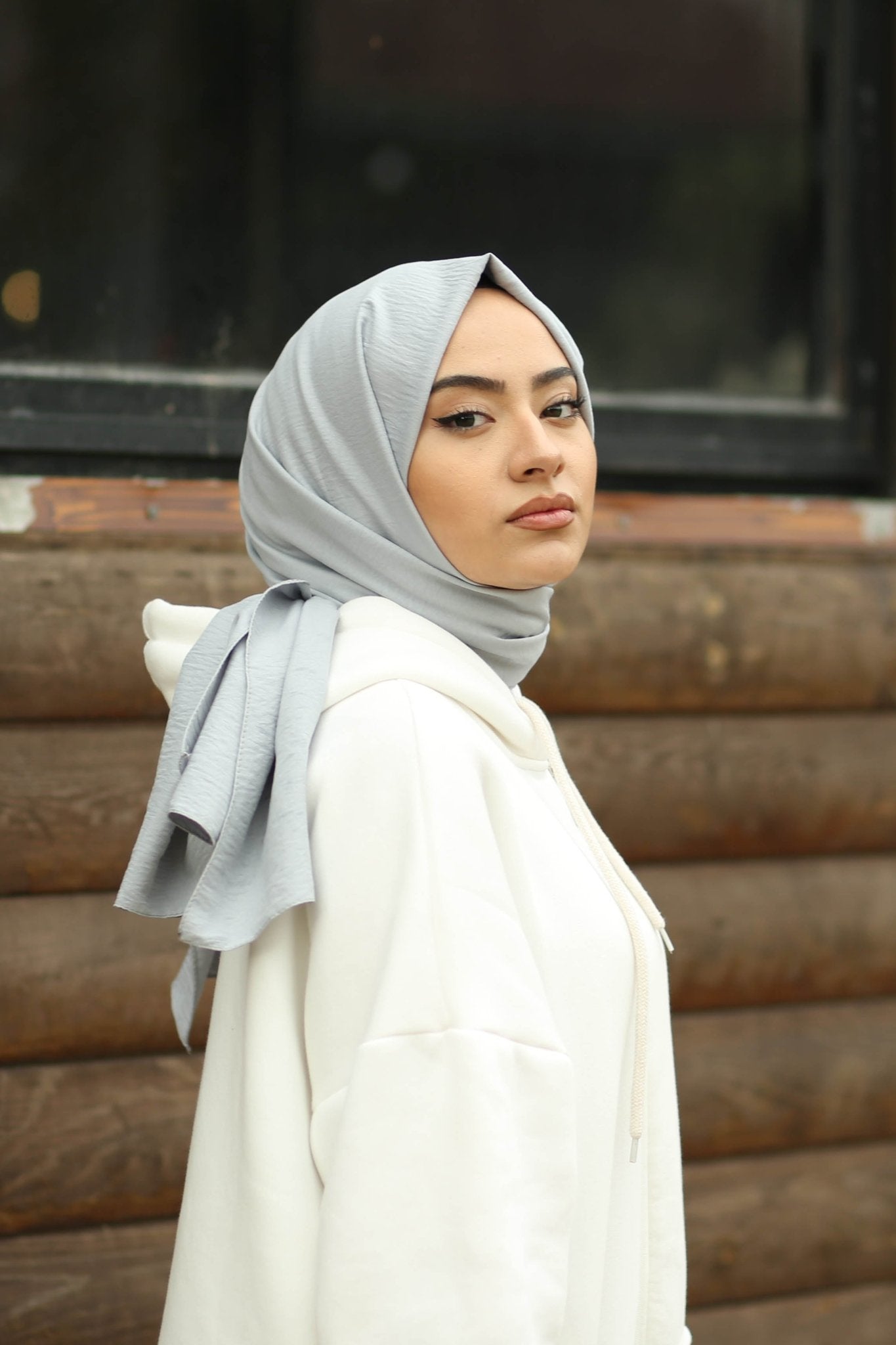 Moda Mevsimi FiveScarf Pamuk Kraş Caz Şal Açık Gri