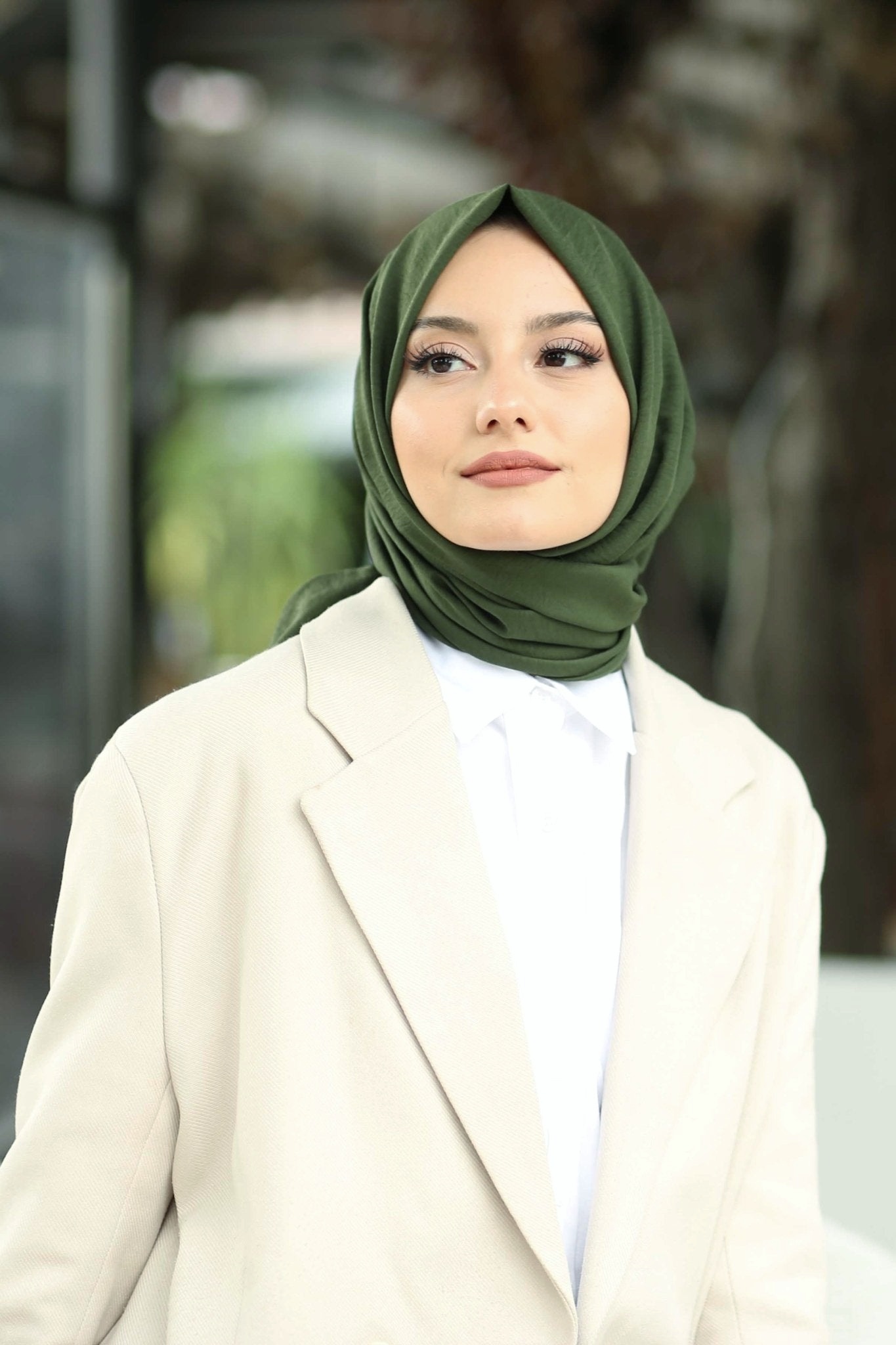 Moda Mevsimi FiveScarf Pamuk Kraş Caz Şal Haki