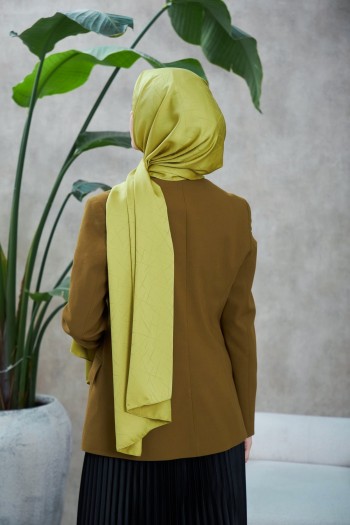 Moda Mevsimi İpekhan Line Leola Desen İpeksi Jakar Şal Lime