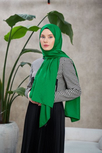 Moda Mevsimi İpekhan Line Leola Desen İpeksi Jakar Şal Yeşil